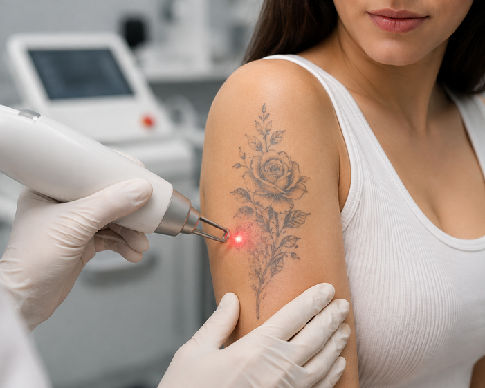 Surgeon consulting a patient about Tattoo Removal